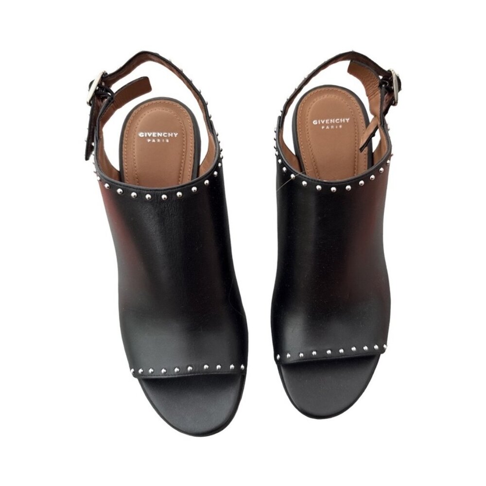 Givenchy black leather studded slingback sandals size 38